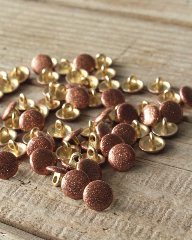 Boutons Shiny or rose à paillettes Eglantine et Zoe