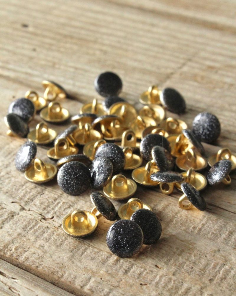 Boutons Shiny anthracite à paillettes Eglantine et Zoe
