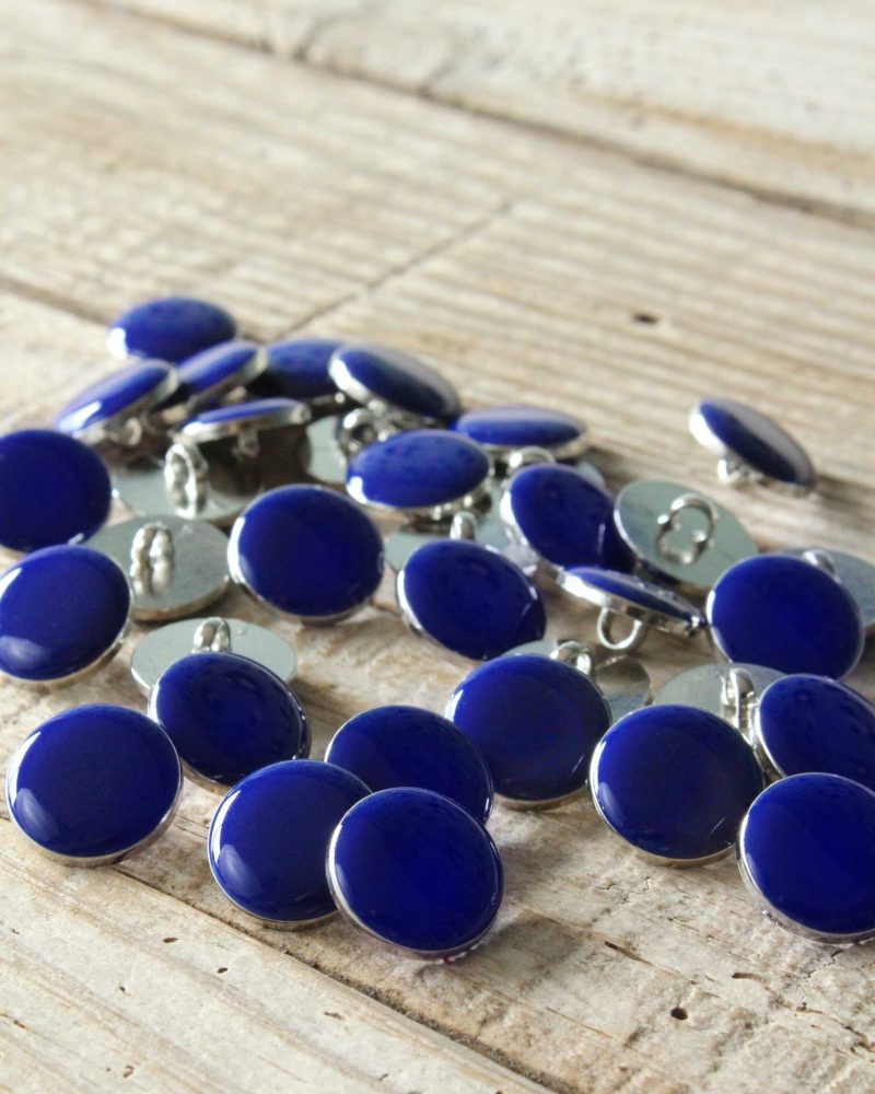 Bouton Chic Bleu Royal 15 mm Eglantine et Zoé en émail et métal