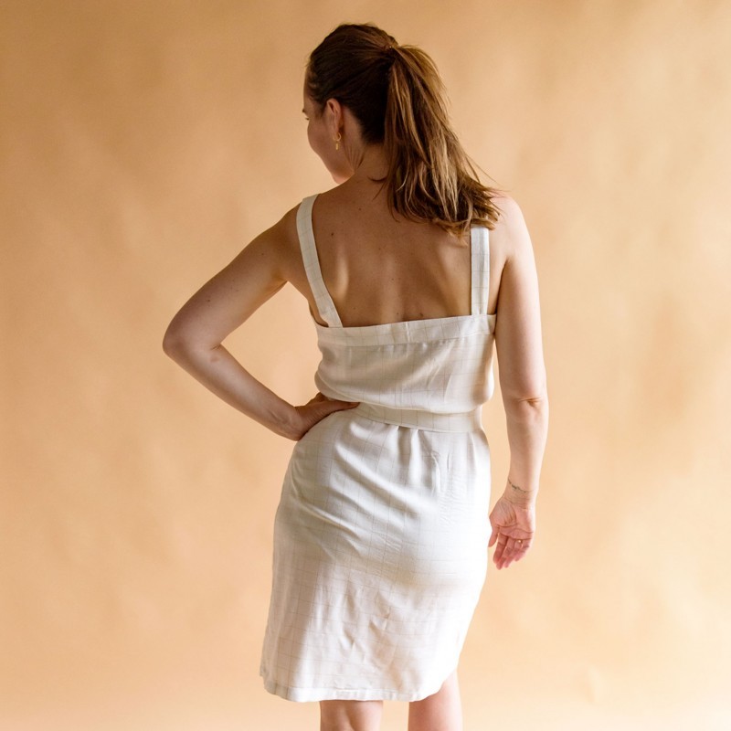 Tissu Carreaux Nacre Lurex Doré Sergé