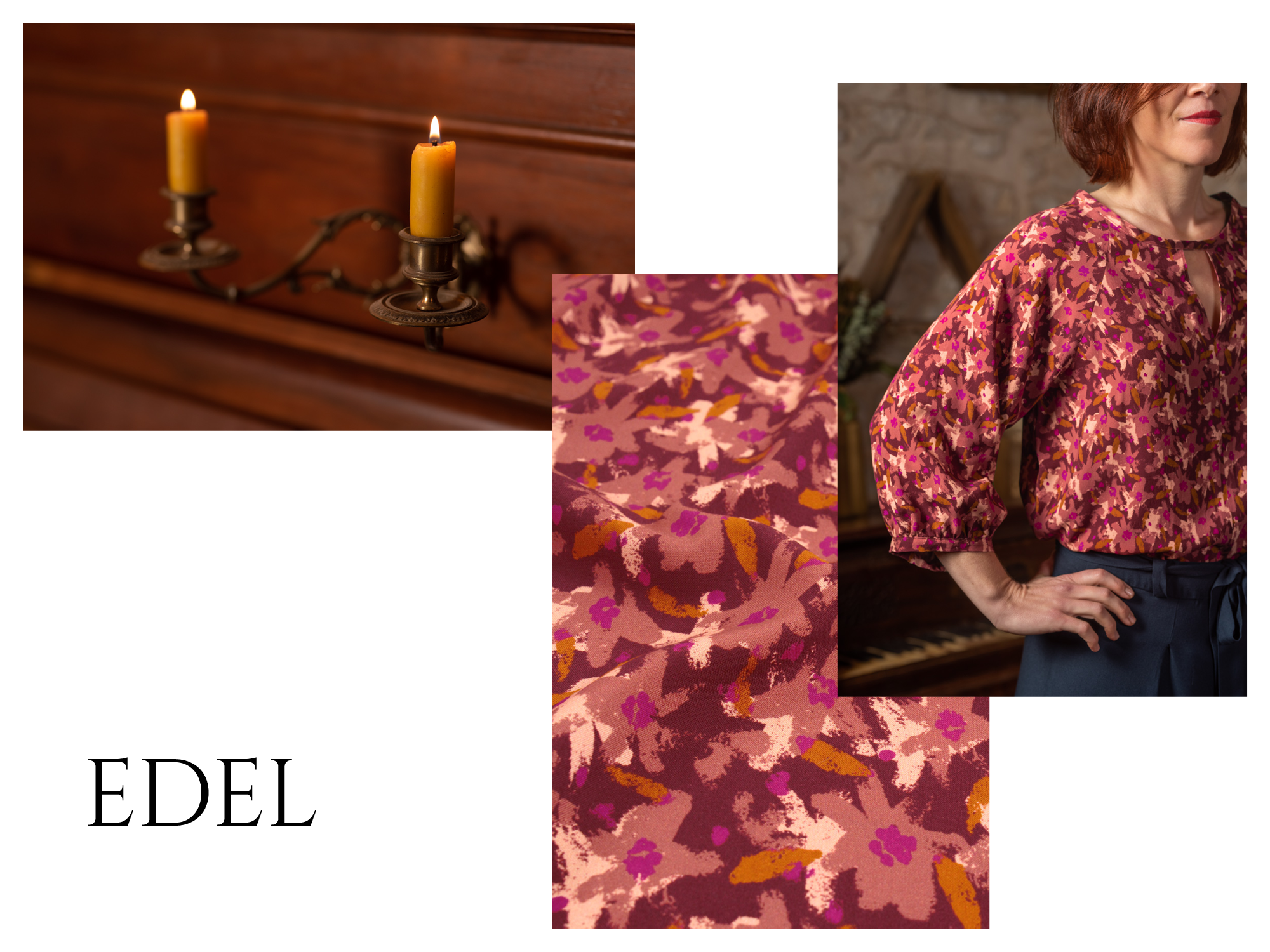 lookbook collection L'écrin Eglantine et Zoé tissu viscose edel rouge terracotta