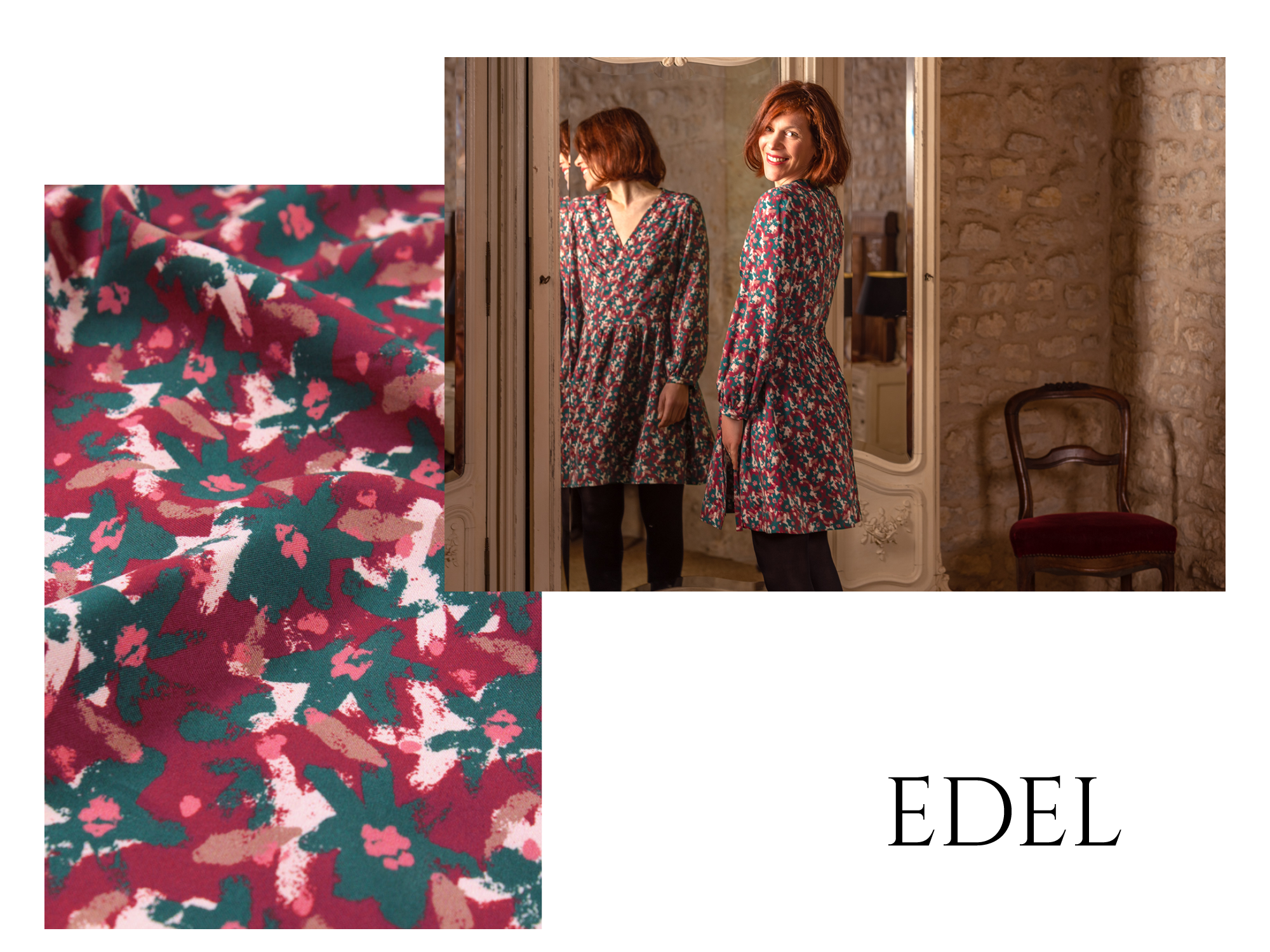 lookbook collection L'écrin Eglantine et Zoé tissu viscose edel rouge brique