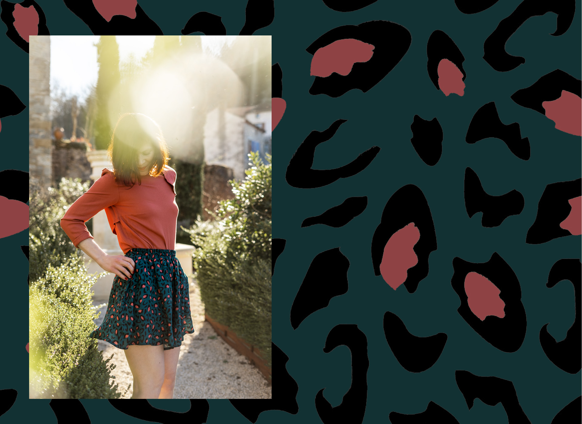 lookbook bagheera collection tissus léopard Eglantine et Zoé viscose bagheera dark lagune